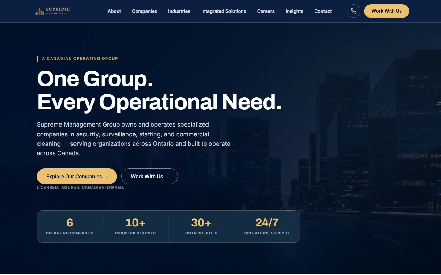 Supreme Management Group website homepage