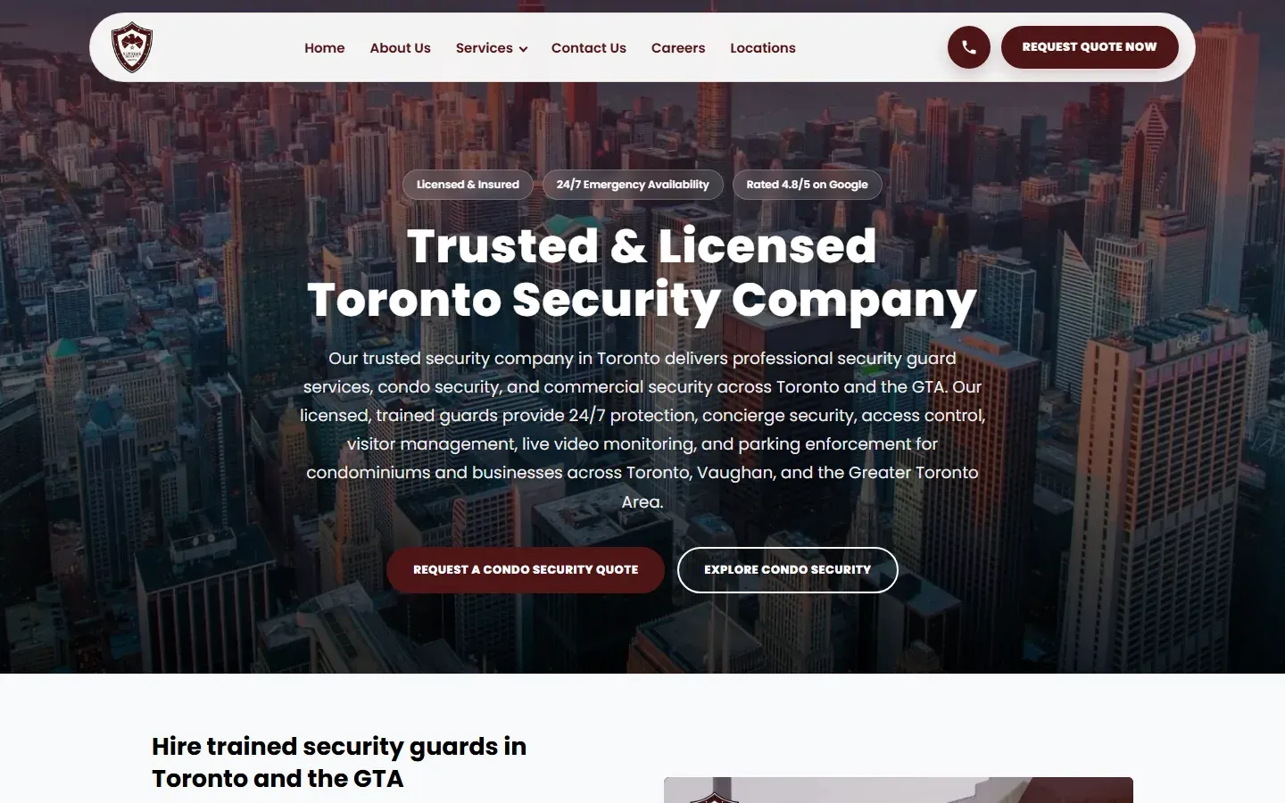 Supreme Security Services website homepage
